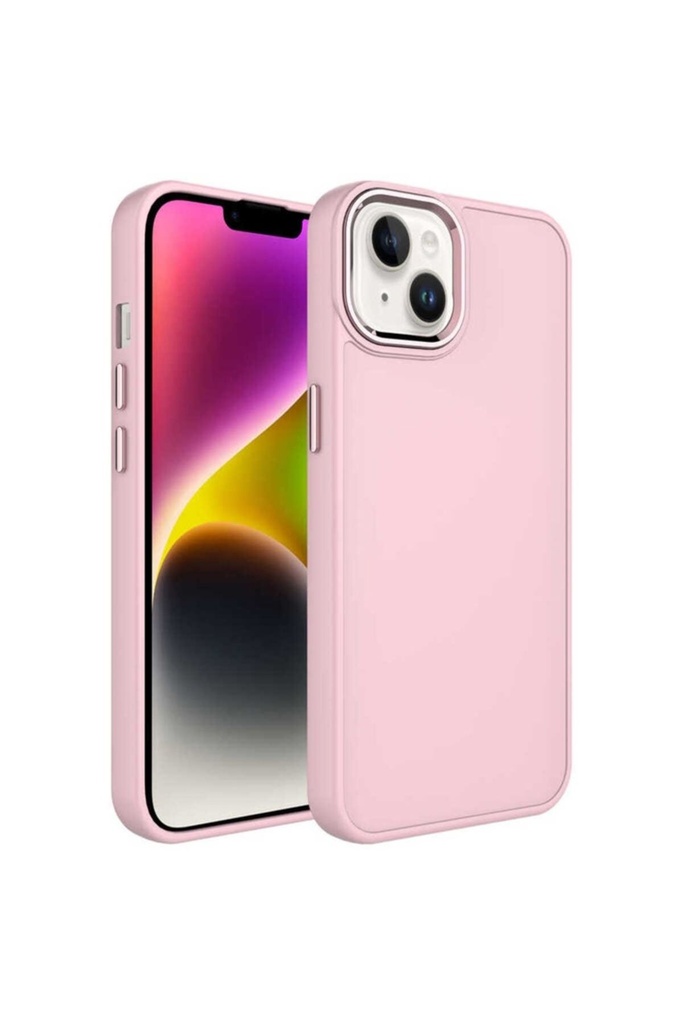 Apple iPhone 14 Uyumlu Kılıf Metal Çerçeve ve Buton Tasarımlı Silikon Zore Luna Kapak