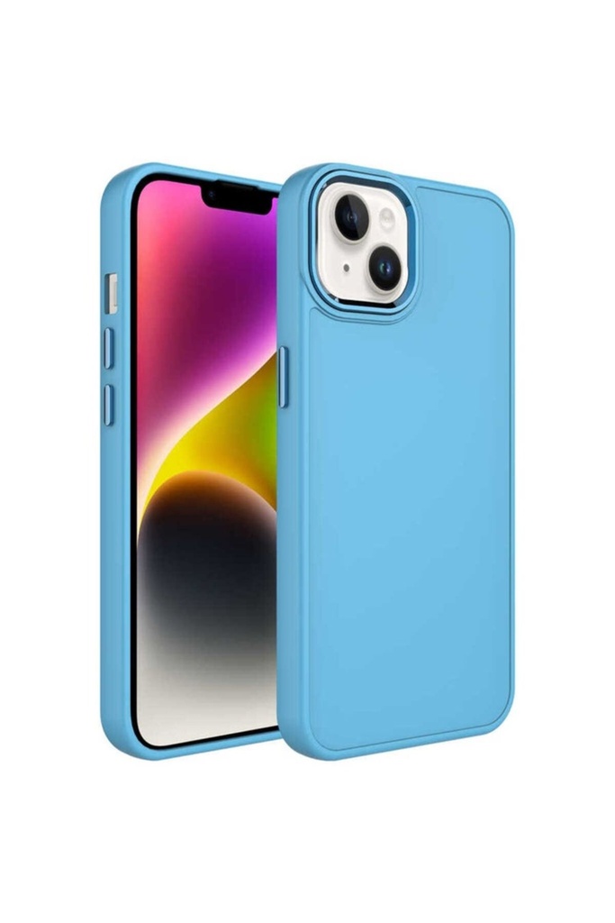 Apple iPhone 14 Uyumlu Kılıf Metal Çerçeve ve Buton Tasarımlı Silikon Zore Luna Kapak