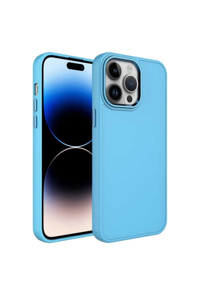 Apple iPhone 14 Pro Uyumlu Kılıf Metal Çerçeve ve Buton Tasarımlı Silikon Zore Luna Kapak