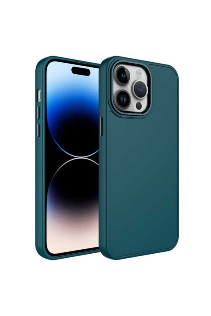 Apple iPhone 14 Pro Max Uyumlu Kılıf Metal Çerçeve ve Buton Tasarımlı Silikon Zore Luna Kapak