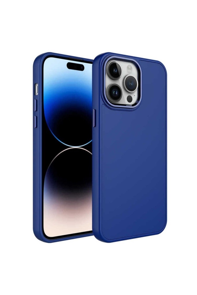 Apple iPhone 14 Pro Max Uyumlu Kılıf Metal Çerçeve ve Buton Tasarımlı Silikon Zore Luna Kapak