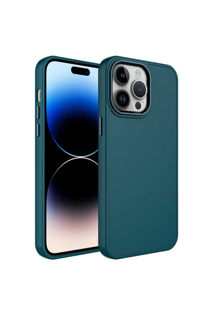Apple iPhone 14 Pro Max Uyumlu Kılıf Metal Çerçeve ve Buton Tasarımlı Silikon Zore Luna Kapak