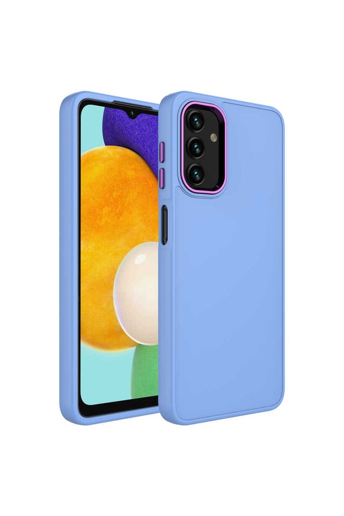 Samsung Galaxy A13 4G Uyumlu Kılıf Metal Çerçeve ve Buton Tasarımlı Silikon Zore Luna Kapak