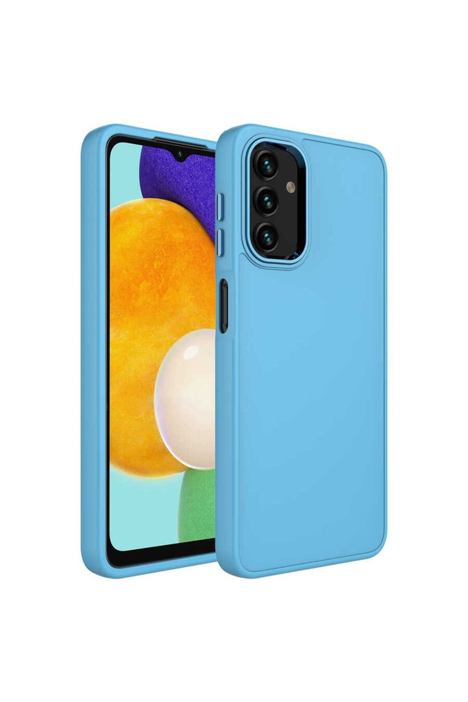 Samsung Galaxy A13 4G Uyumlu Kılıf Metal Çerçeve ve Buton Tasarımlı Silikon Zore Luna Kapak