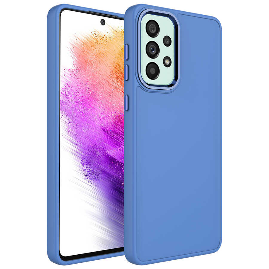 Samsung Galaxy A33 5G Uyumlu Kılıf Metal Çerçeve ve Buton Tasarımlı Silikon Zore Luna Kapak