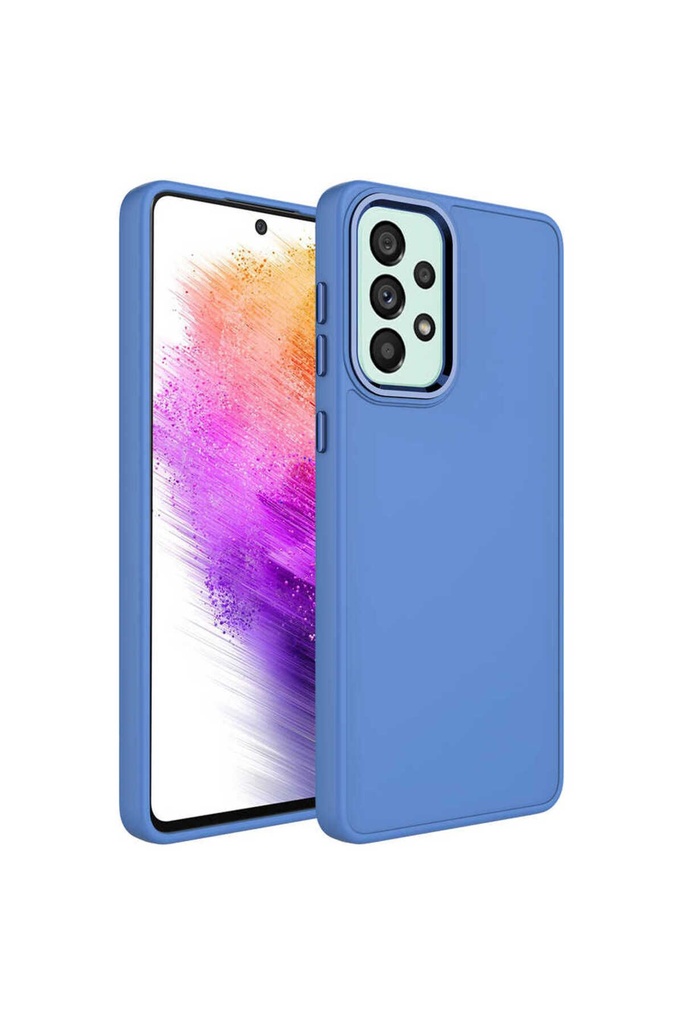 Samsung Galaxy A73 Uyumlu Kılıf Metal Çerçeve ve Buton Tasarımlı Silikon Zore Luna Kapak
