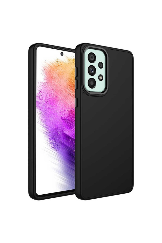 Samsung Galaxy A73 Uyumlu Kılıf Metal Çerçeve ve Buton Tasarımlı Silikon Zore Luna Kapak