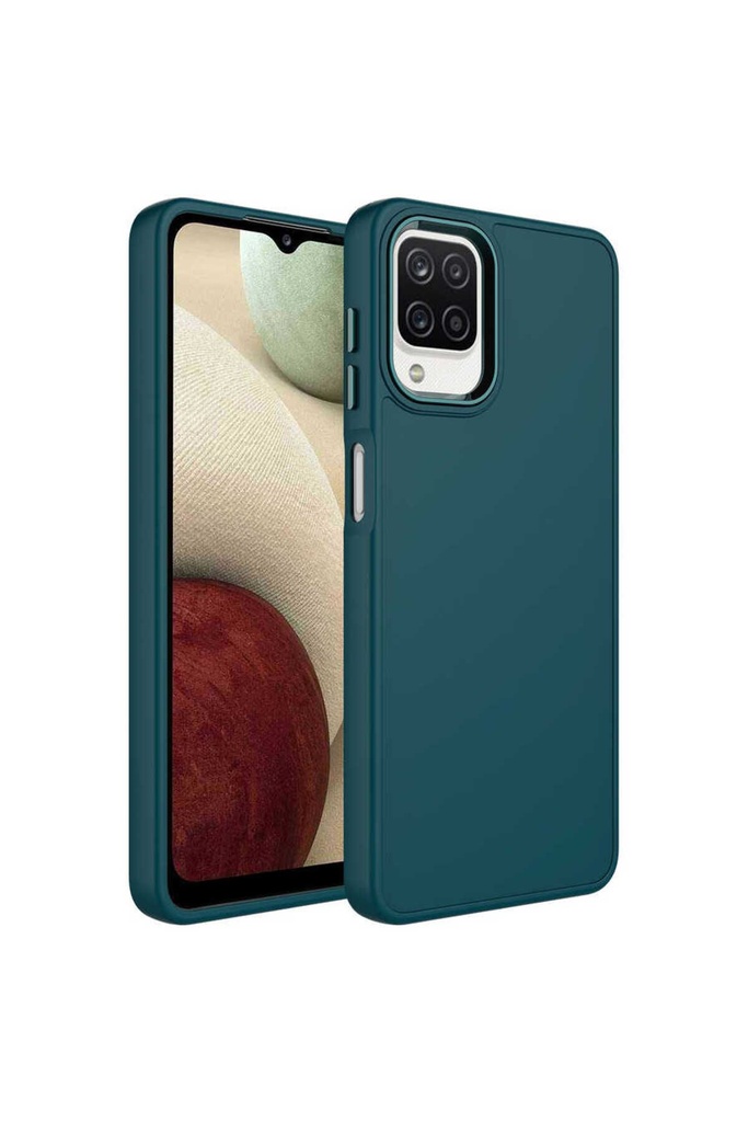 Samsung Galaxy M32 Uyumlu Kılıf Metal Çerçeve ve Buton Tasarımlı Silikon Zore Luna Kapak