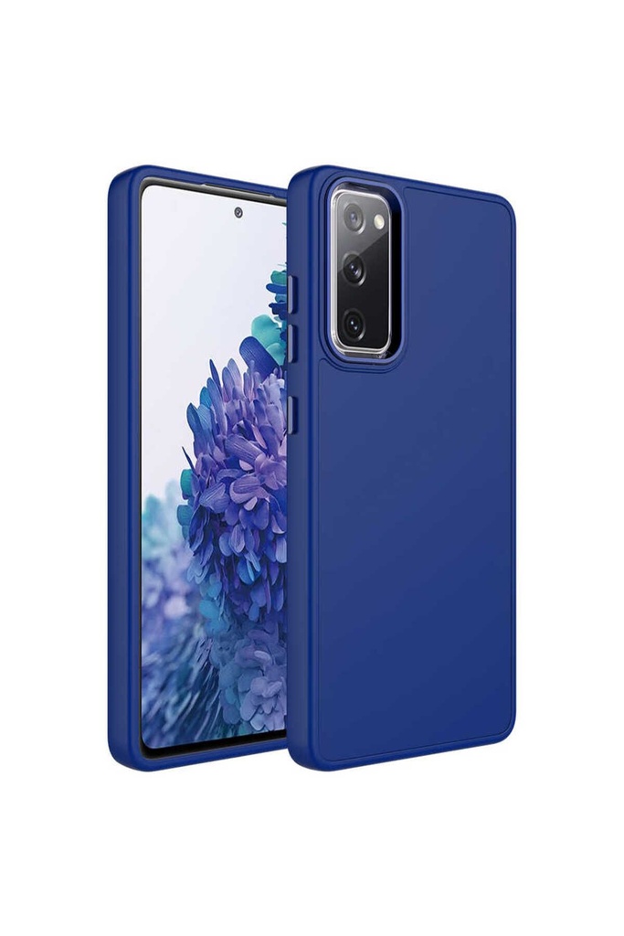 Samsung Galaxy S20 FE Uyumlu Kılıf Metal Çerçeve ve Buton Tasarımlı Silikon Zore Luna Kapak