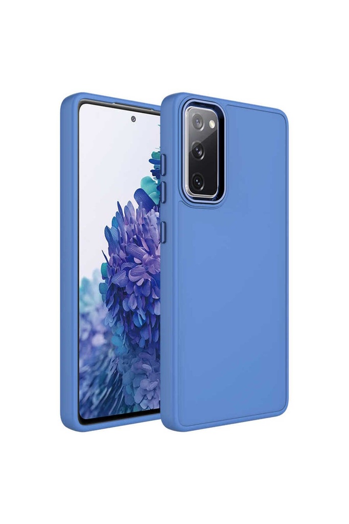 Samsung Galaxy S20 FE Uyumlu Kılıf Metal Çerçeve ve Buton Tasarımlı Silikon Zore Luna Kapak