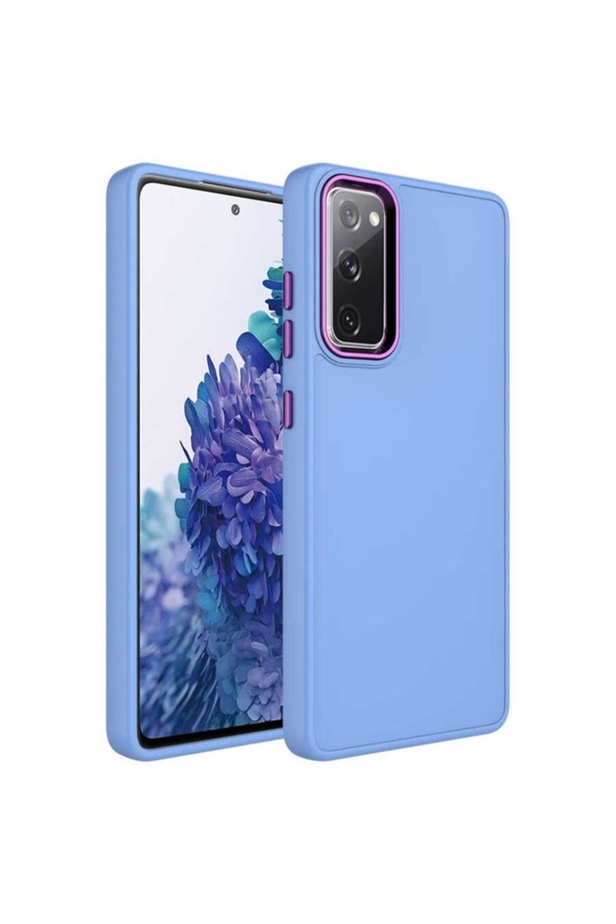 Samsung Galaxy S20 FE Uyumlu Kılıf Metal Çerçeve ve Buton Tasarımlı Silikon Zore Luna Kapak