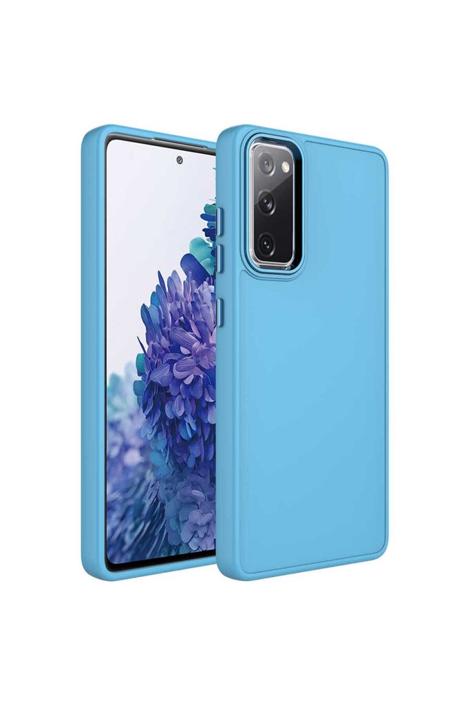Samsung Galaxy S20 FE Uyumlu Kılıf Metal Çerçeve ve Buton Tasarımlı Silikon Zore Luna Kapak