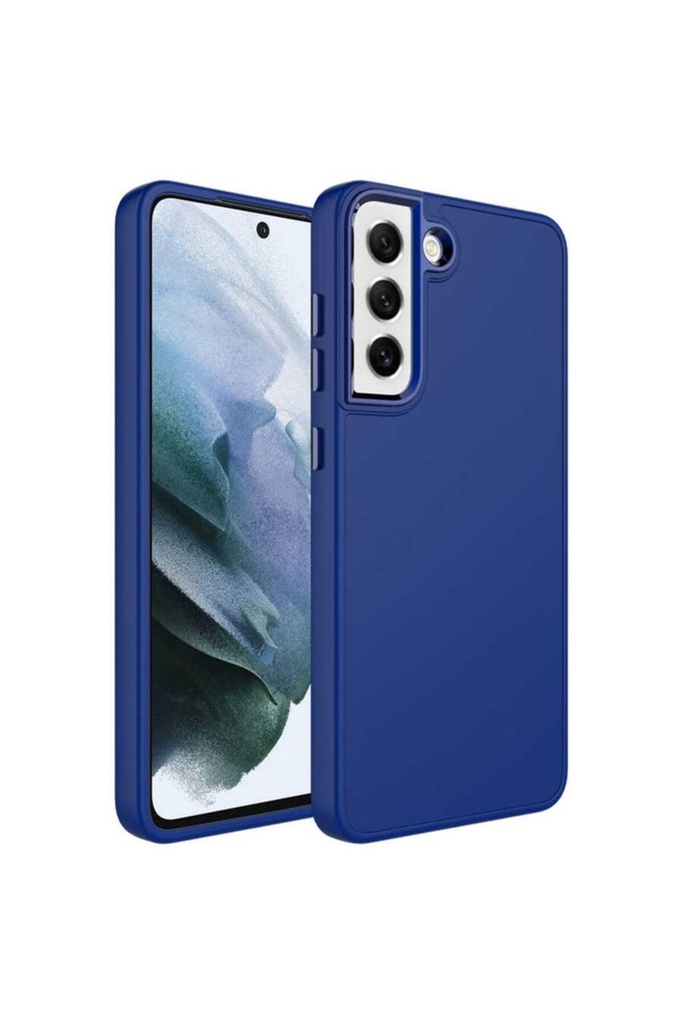 Samsung Galaxy S21 FE Uyumlu Kılıf Metal Çerçeve ve Buton Tasarımlı Silikon Zore Luna Kapak