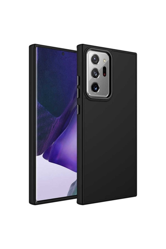 [RNZ-TA81797] Samsung Galaxy Note 20 Ultra Uyumlu Kılıf Metal Çerçeve ve Buton Tasarımlı Silikon Zore Luna Kapak (Siyah)