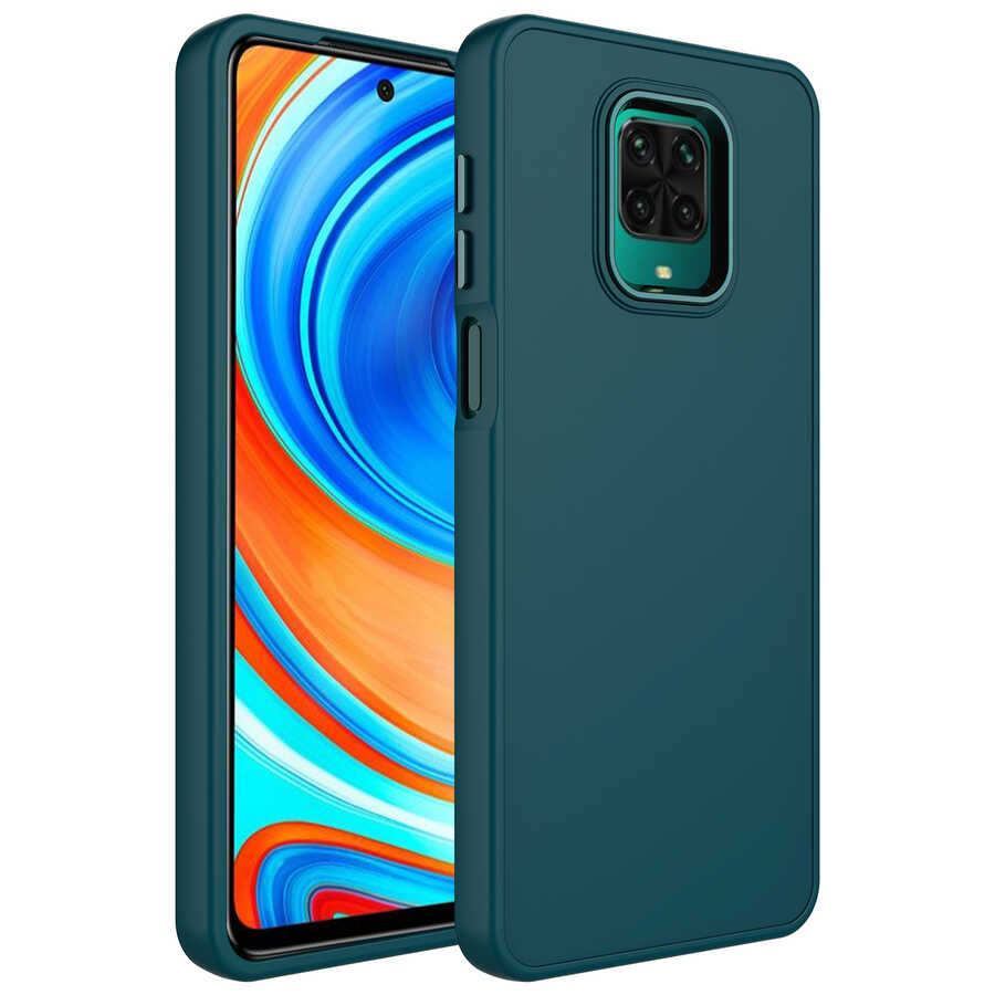 Xiaomi Redmi Note 9S Uyumlu Kılıf Metal Çerçeve ve Buton Tasarımlı Silikon Zore Luna Kapak