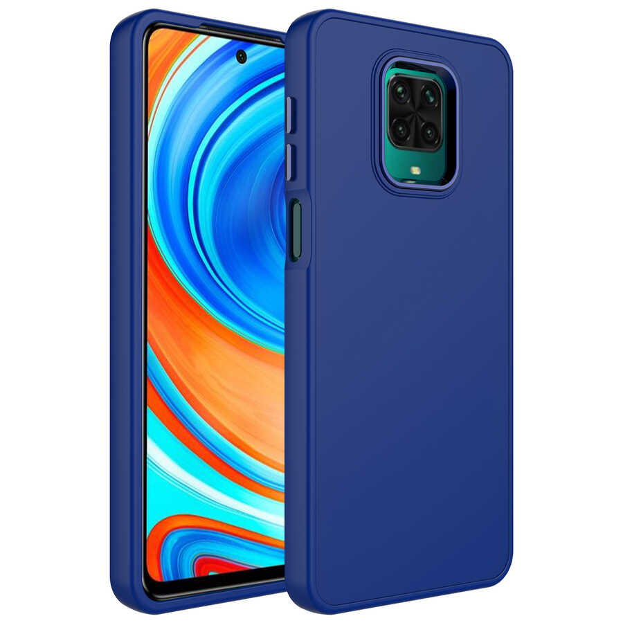 Xiaomi Redmi Note 9S Uyumlu Kılıf Metal Çerçeve ve Buton Tasarımlı Silikon Zore Luna Kapak