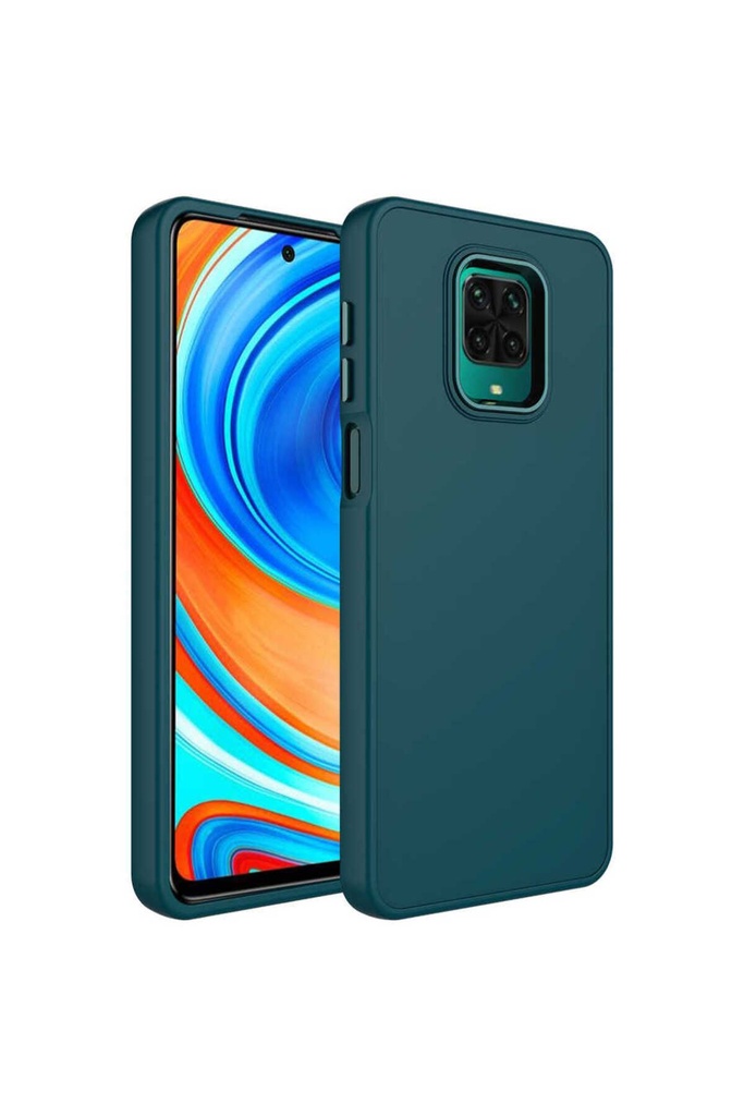 Xiaomi Redmi Note 9 Pro Uyumlu Kılıf Metal Çerçeve ve Buton Tasarımlı Silikon Zore Luna Kapak