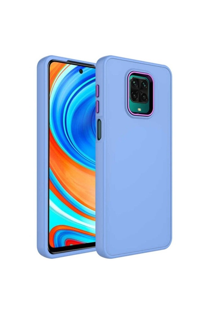 Xiaomi Redmi Note 9 Pro Uyumlu Kılıf Metal Çerçeve ve Buton Tasarımlı Silikon Zore Luna Kapak