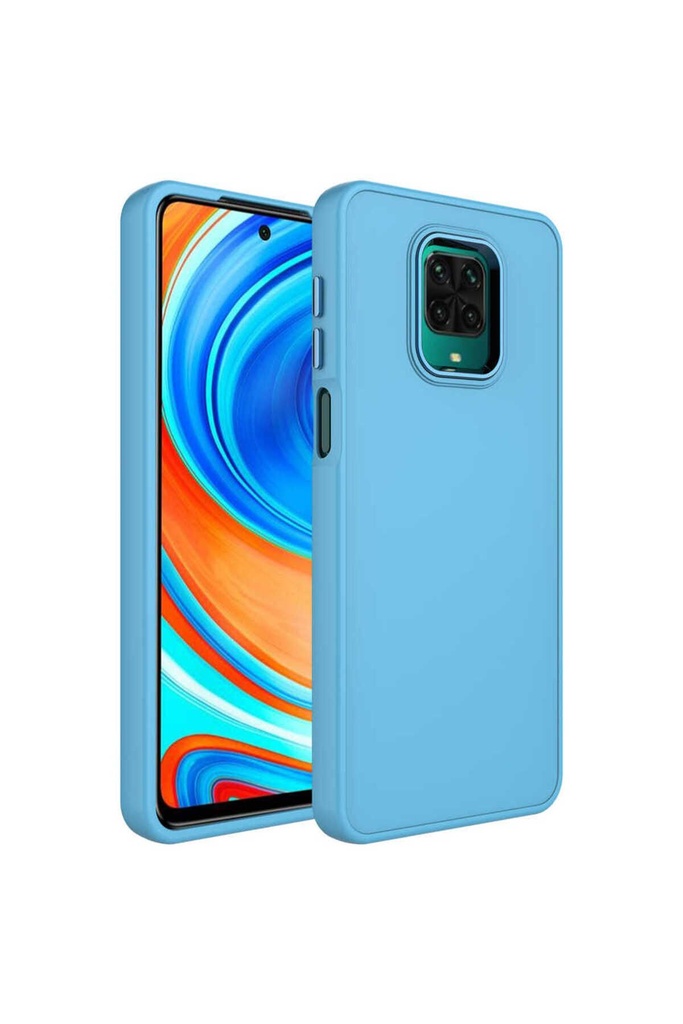 Xiaomi Redmi Note 9 Pro Uyumlu Kılıf Metal Çerçeve ve Buton Tasarımlı Silikon Zore Luna Kapak