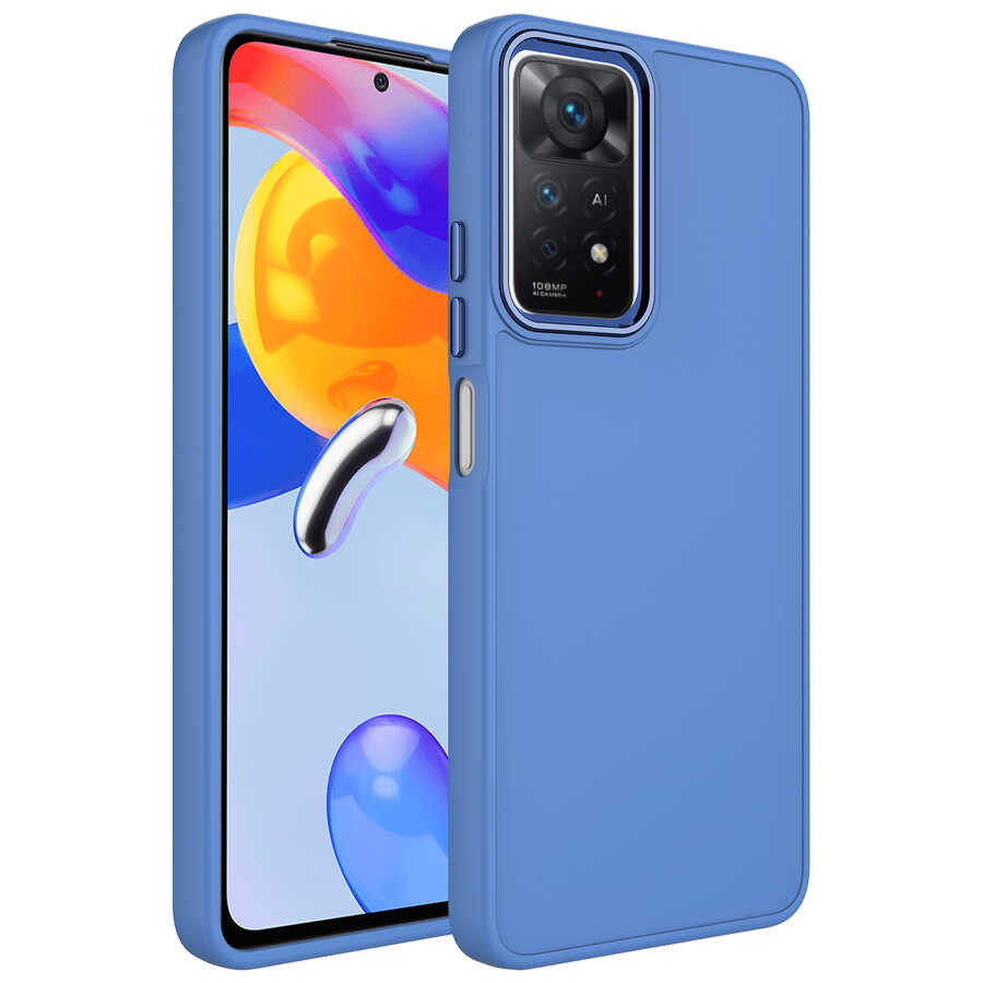 Xiaomi Redmi Note 11 Pro 5G Uyumlu Kılıf Metal Çerçeve ve Buton Tasarımlı Silikon Zore Luna Kapak
