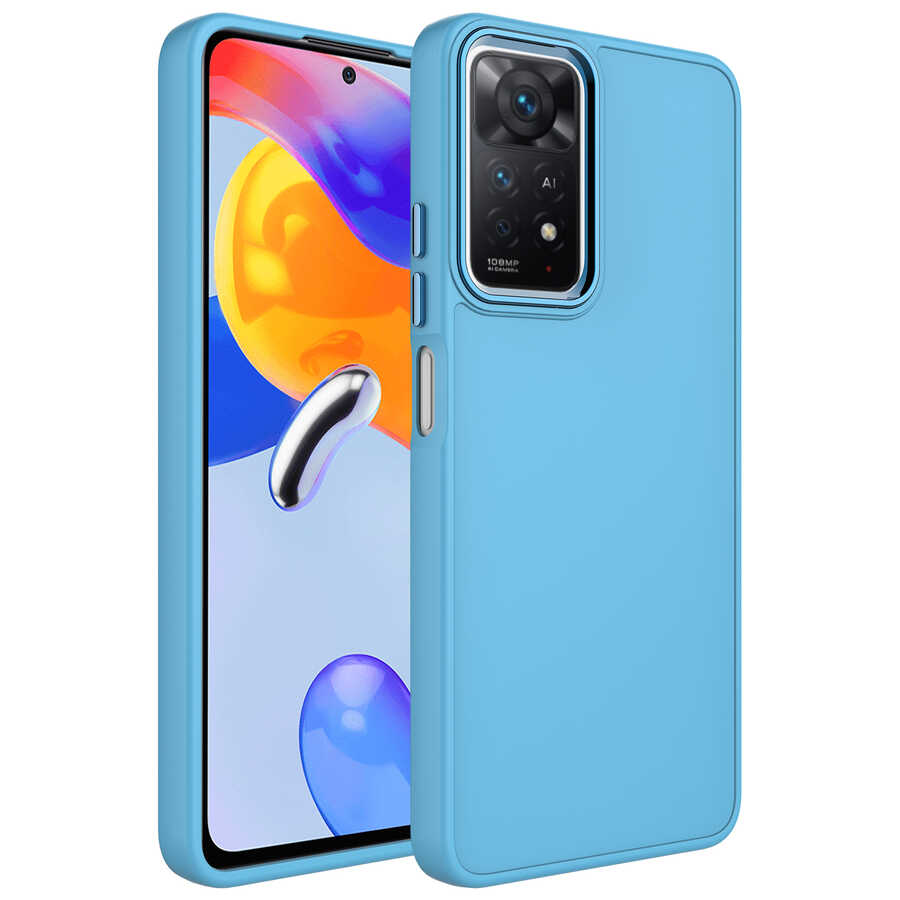 Xiaomi Redmi Note 11 Pro 5G Uyumlu Kılıf Metal Çerçeve ve Buton Tasarımlı Silikon Zore Luna Kapak