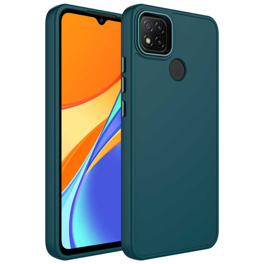 Xiaomi Redmi 10A Uyumlu Kılıf Metal Çerçeve ve Buton Tasarımlı Silikon Zore Luna Kapak