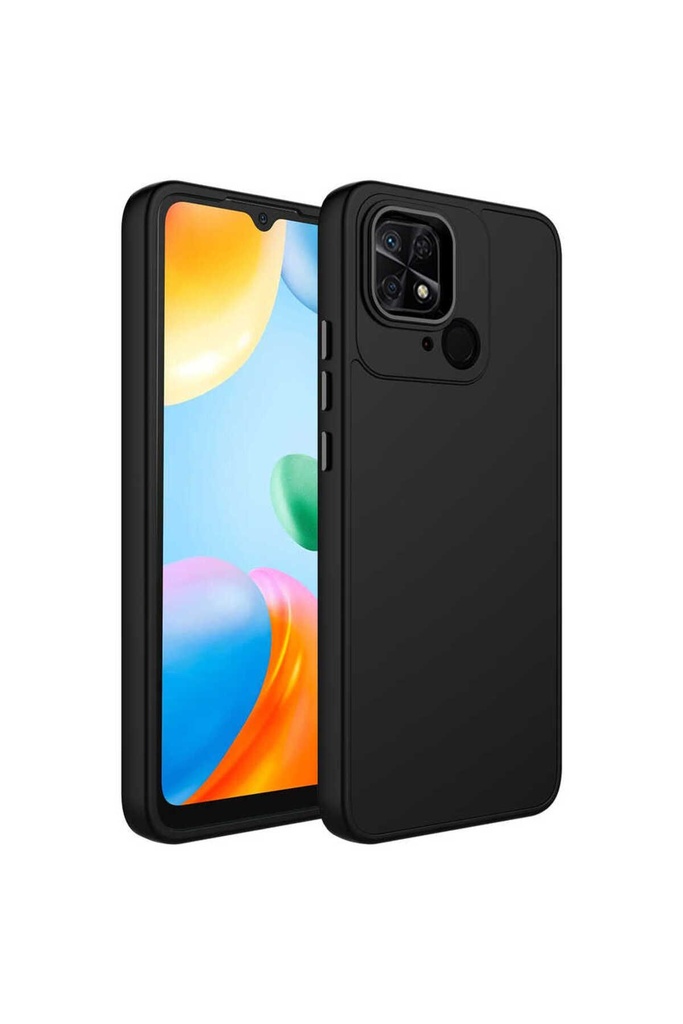 [RNZ-TA81860] Xiaomi Redmi 10C Uyumlu Kılıf Metal Çerçeve ve Buton Tasarımlı Silikon Zore Luna Kapak (Siyah)