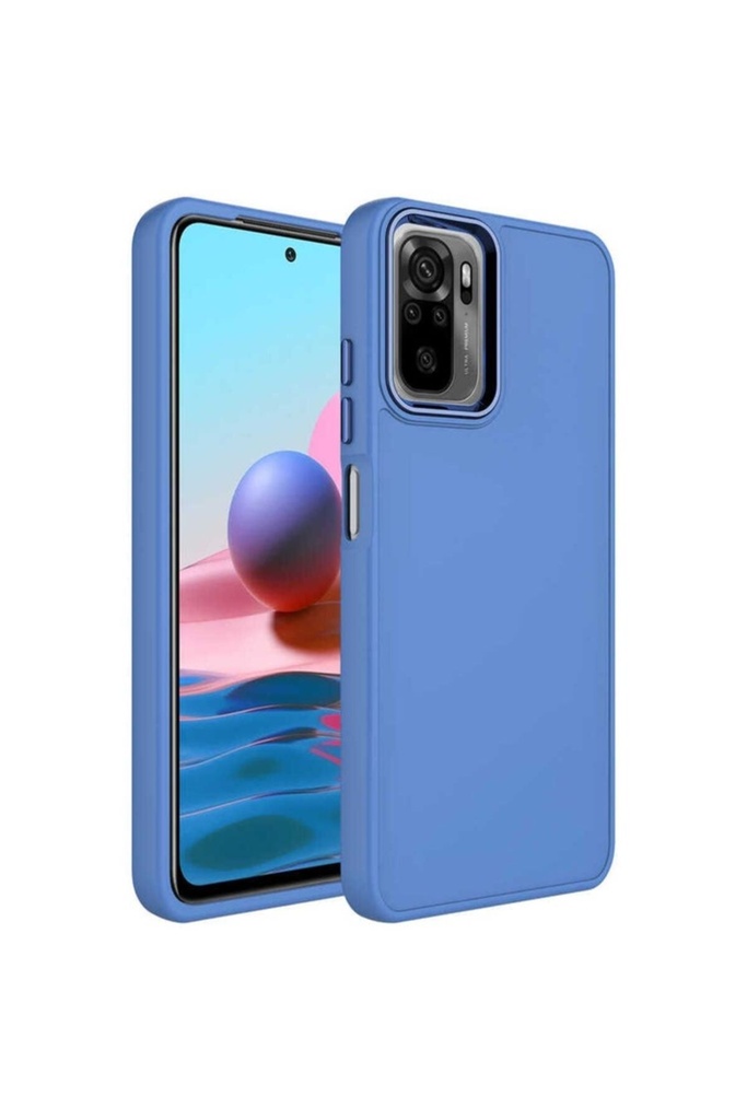 Xiaomi Redmi Note 10 Uyumlu Kılıf Metal Çerçeve ve Buton Tasarımlı Silikon Zore Luna Kapak