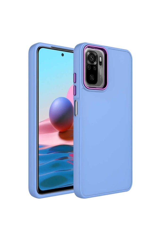 Xiaomi Redmi Note 10 Uyumlu Kılıf Metal Çerçeve ve Buton Tasarımlı Silikon Zore Luna Kapak