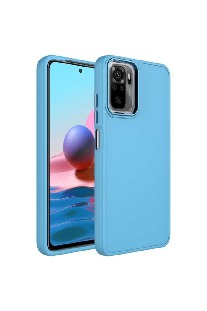 Xiaomi Redmi Note 10 Uyumlu Kılıf Metal Çerçeve ve Buton Tasarımlı Silikon Zore Luna Kapak