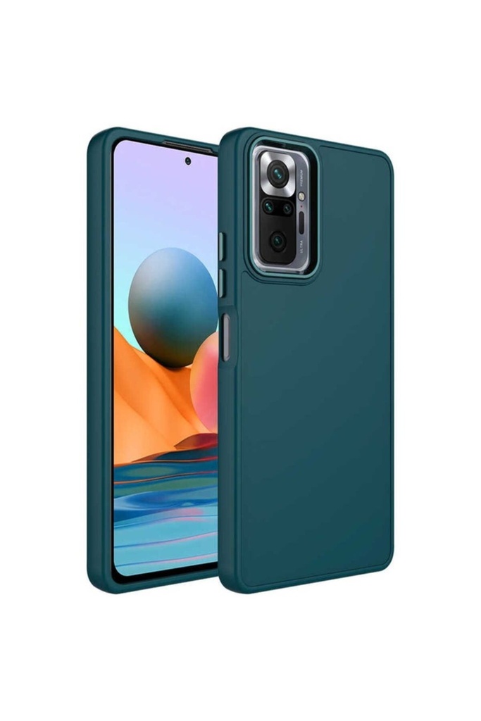 Xiaomi Redmi Note 10 Pro Uyumlu Kılıf Metal Çerçeve ve Buton Tasarımlı Silikon Zore Luna Kapak
