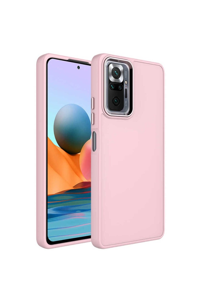 Xiaomi Redmi Note 10 Pro Uyumlu Kılıf Metal Çerçeve ve Buton Tasarımlı Silikon Zore Luna Kapak