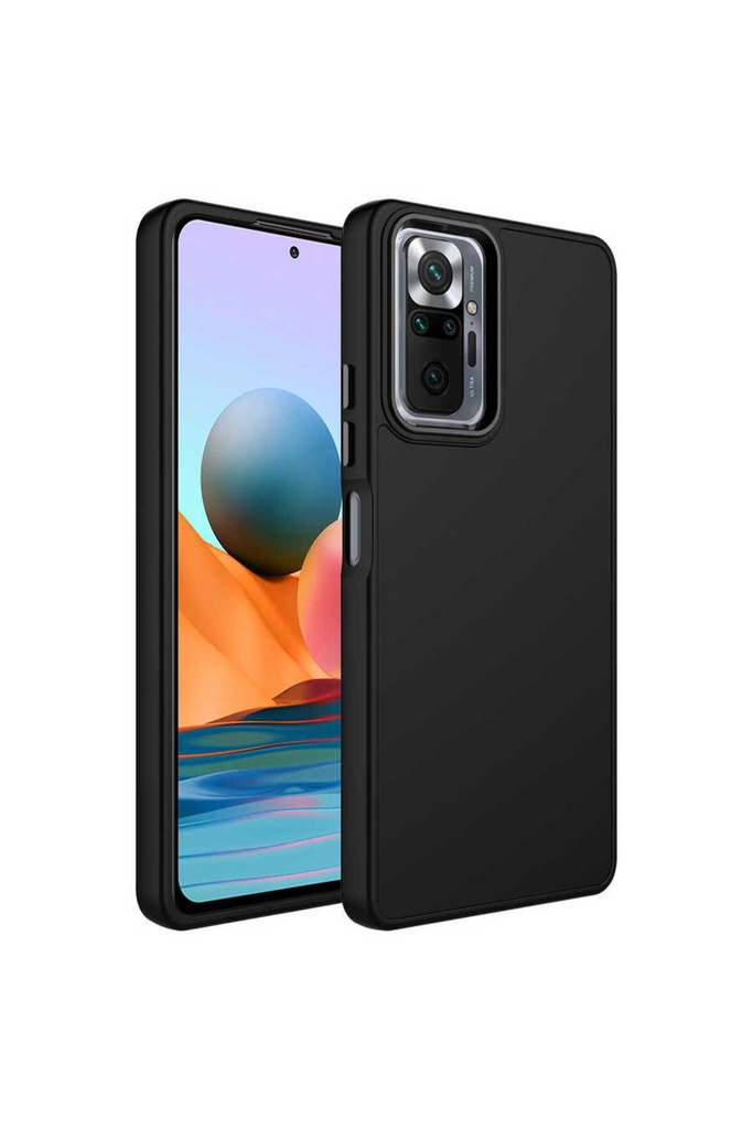 [RNZ-TA81881] Xiaomi Redmi Note 10 Pro Uyumlu Kılıf Metal Çerçeve ve Buton Tasarımlı Silikon Zore Luna Kapak (Siyah)