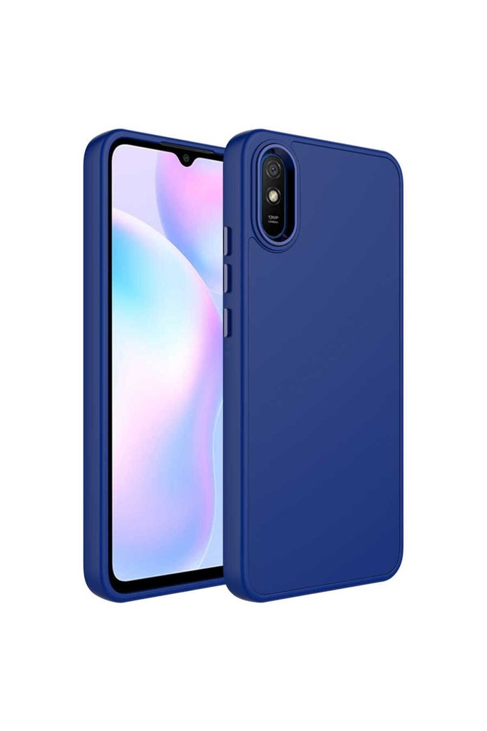 Xiaomi Redmi 9A Uyumlu Kılıf Metal Çerçeve ve Buton Tasarımlı Silikon Zore Luna Kapak