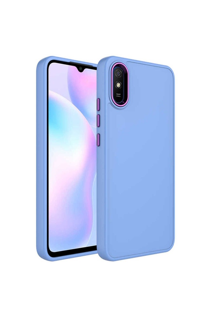 Xiaomi Redmi 9A Uyumlu Kılıf Metal Çerçeve ve Buton Tasarımlı Silikon Zore Luna Kapak