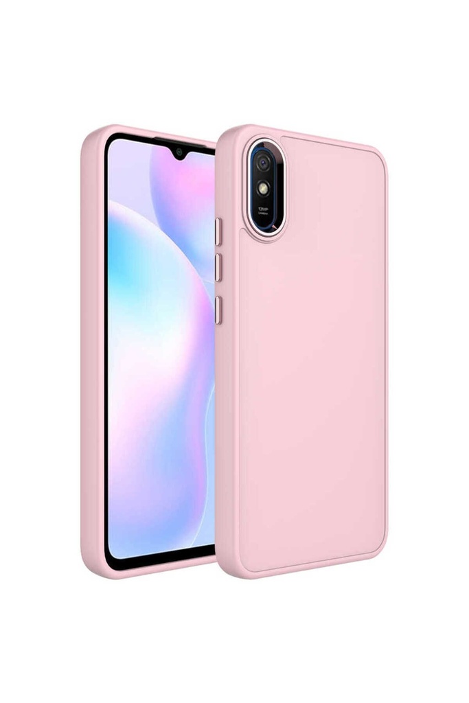 Xiaomi Redmi 9A Uyumlu Kılıf Metal Çerçeve ve Buton Tasarımlı Silikon Zore Luna Kapak