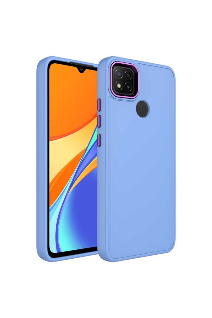Xiaomi Redmi 9C Uyumlu Kılıf Metal Çerçeve ve Buton Tasarımlı Silikon Zore Luna Kapak