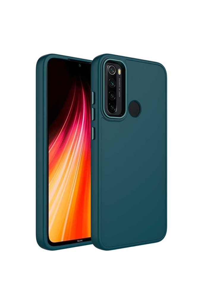Xiaomi Redmi Note 8 Uyumlu Kılıf Metal Çerçeve ve Buton Tasarımlı Silikon Zore Luna Kapak