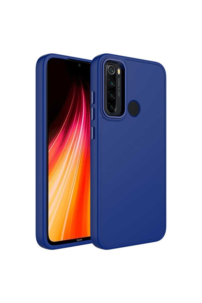 Xiaomi Redmi Note 8 Uyumlu Kılıf Metal Çerçeve ve Buton Tasarımlı Silikon Zore Luna Kapak