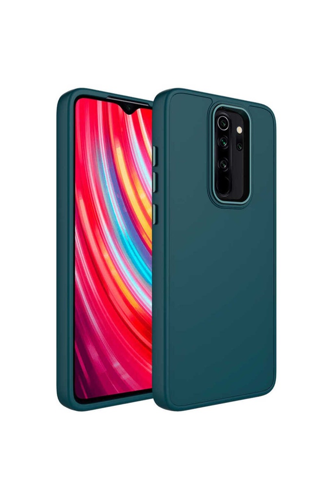 Xiaomi Redmi Note 8 Pro Uyumlu Kılıf Metal Çerçeve ve Buton Tasarımlı Silikon Zore Luna Kapak