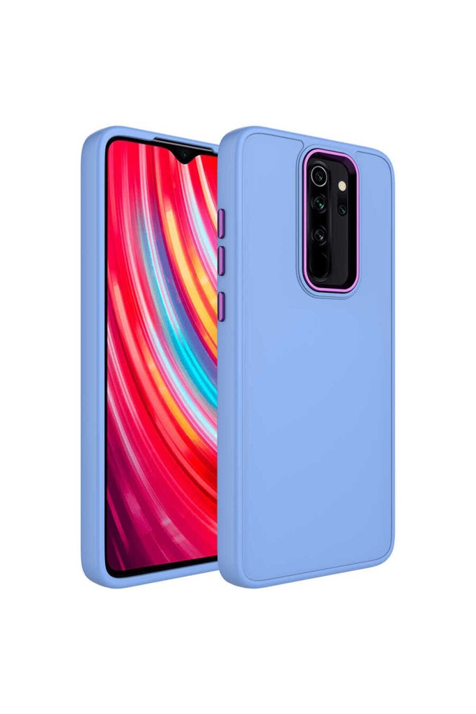 Xiaomi Redmi Note 8 Pro Uyumlu Kılıf Metal Çerçeve ve Buton Tasarımlı Silikon Zore Luna Kapak