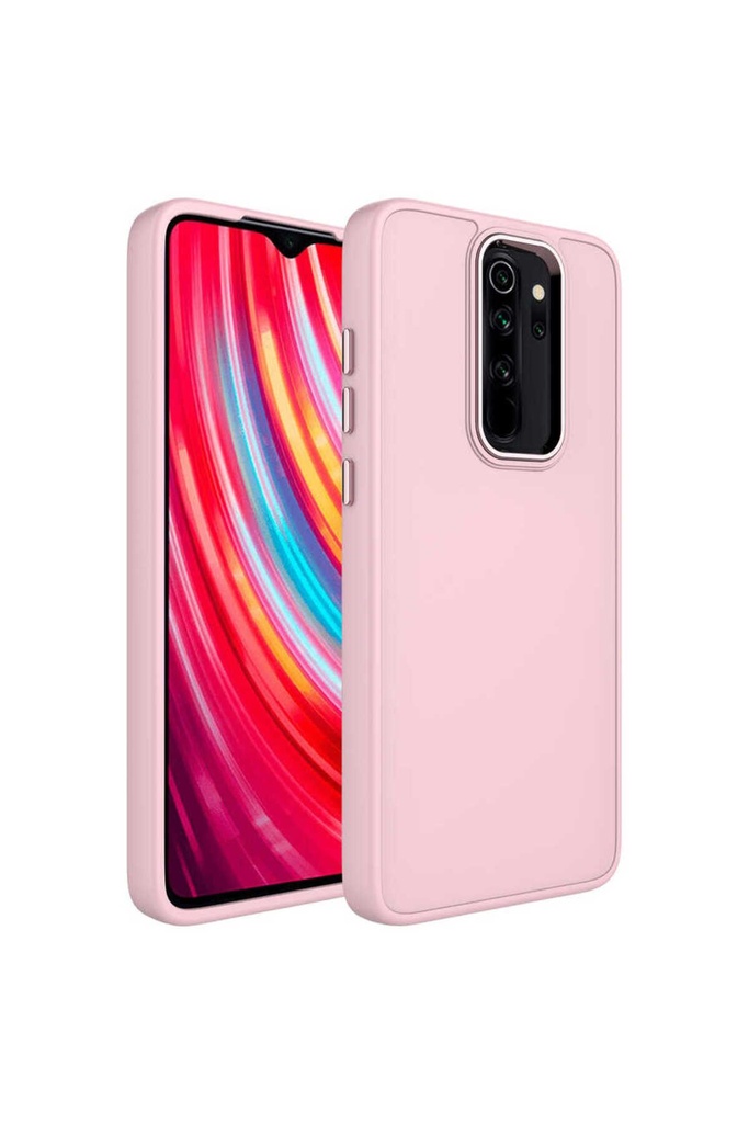 Xiaomi Redmi Note 8 Pro Uyumlu Kılıf Metal Çerçeve ve Buton Tasarımlı Silikon Zore Luna Kapak