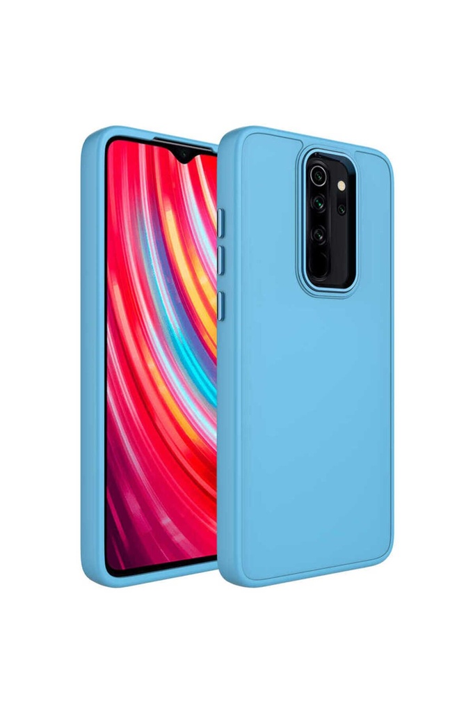 Xiaomi Redmi Note 8 Pro Uyumlu Kılıf Metal Çerçeve ve Buton Tasarımlı Silikon Zore Luna Kapak