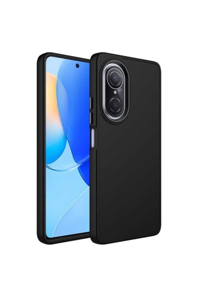 [RNZ-TA81916] Huawei Nova 9 SE Uyumlu Kılıf Metal Çerçeve ve Buton Tasarımlı Silikon Zore Luna Kapak (Siyah)