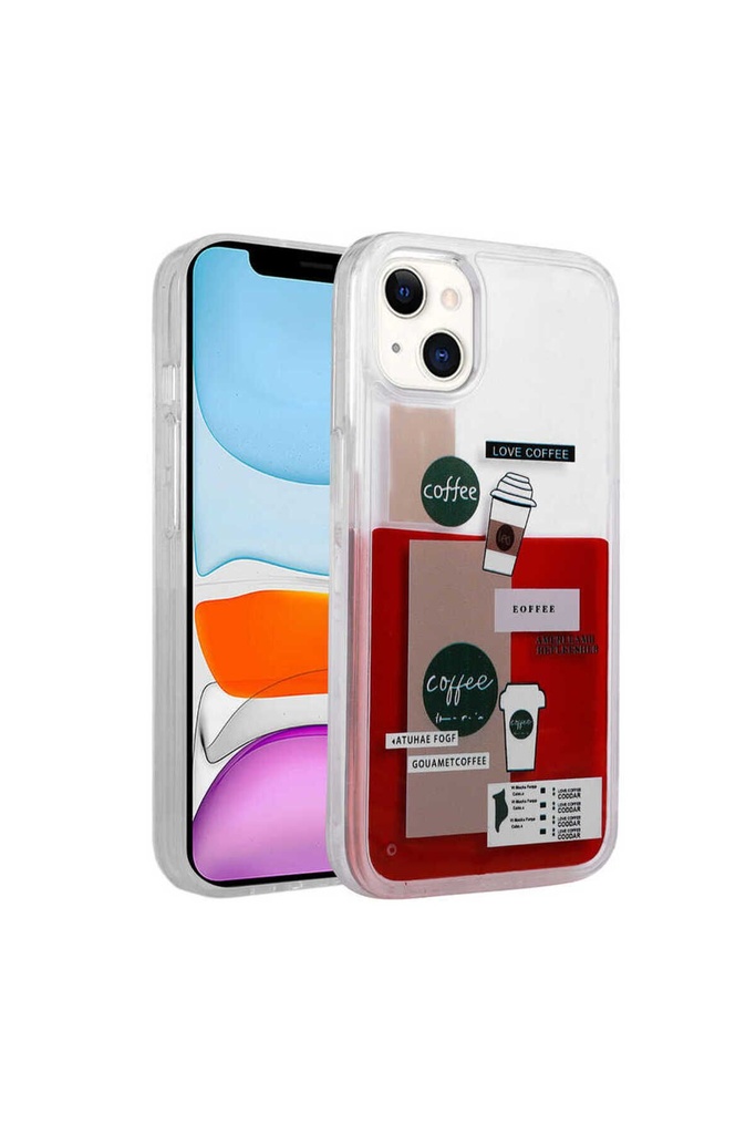 [RNZ-TA81995] Apple iPhone 14 Plus Uyumlu Kılıf Desenli Sıvılı Zore Drink Silikon Kapak (NO1)