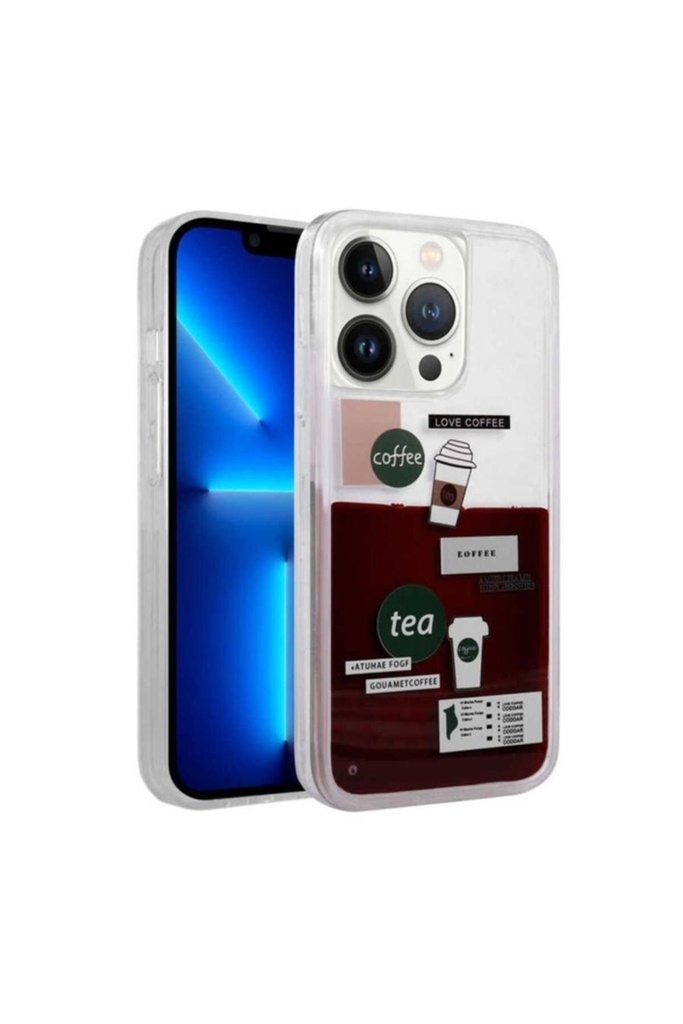Apple iPhone 14 Pro Max Uyumlu Kılıf Desenli Sıvılı Zore Drink Silikon Kapak