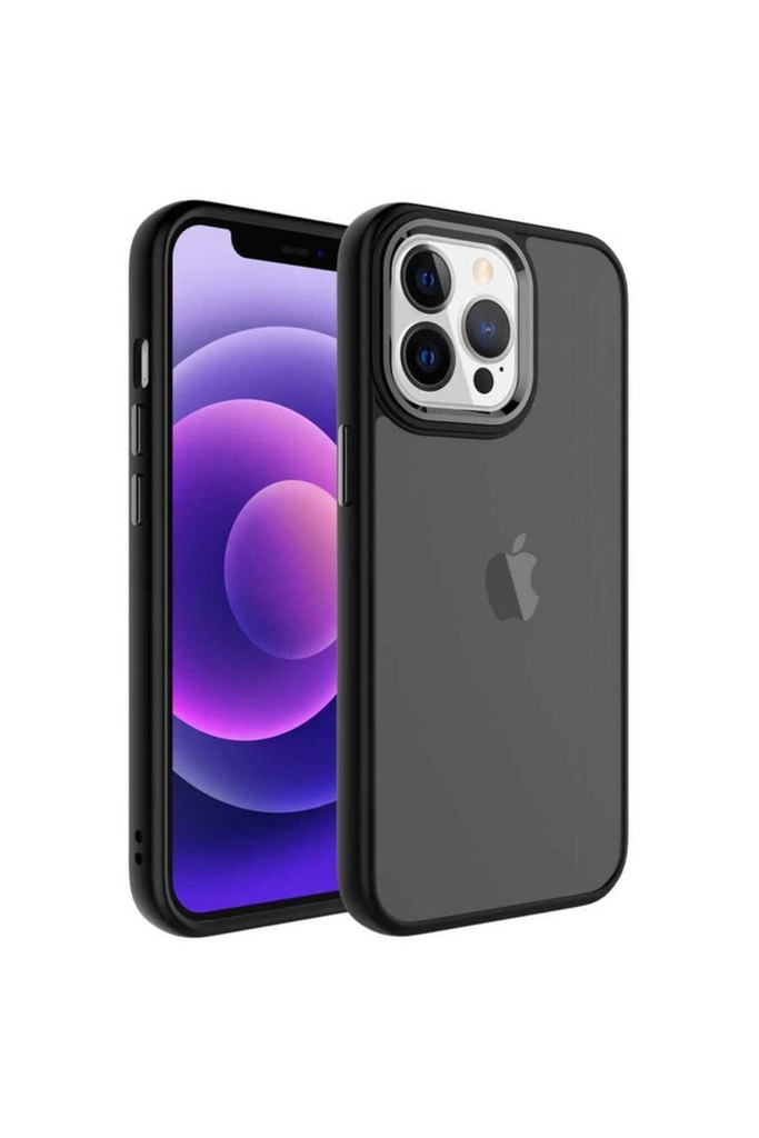 [RNZ-TA82034] Apple iPhone 13 Pro Uyumlu Kılıf Buzlu Sert PC Zore May Kapak (Siyah)