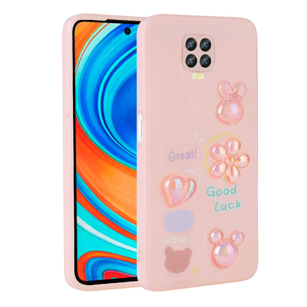 Xiaomi Redmi Note 9 Pro Uyumlu Kılıf Kabartma Figürlü Parlak Zore Toys Silikon Kapak
