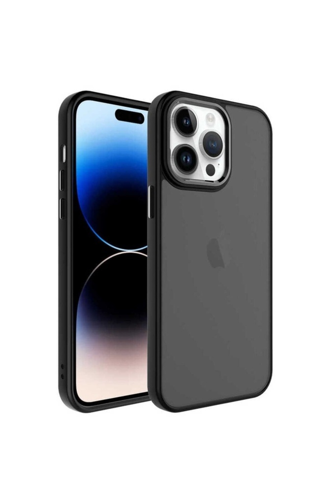 [RNZ-TA82055] Apple iPhone 14 Pro Uyumlu Kılıf Buzlu Sert PC Zore May Kapak (Siyah)