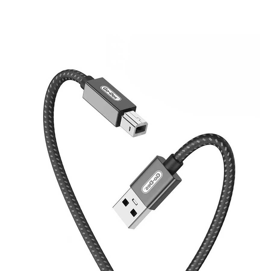 [RNZ-TA82090] Go Des GD-HM836 USB-A to USB-B 2.0 Örgülü Yazıcı Kablosu 2M